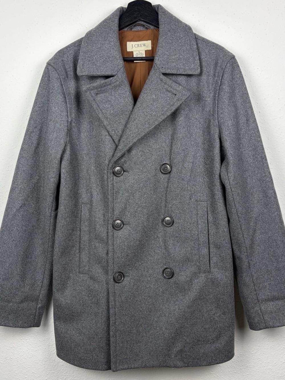 J.Crew Men’s Gray Wool Double Breasted Peacoat Size S